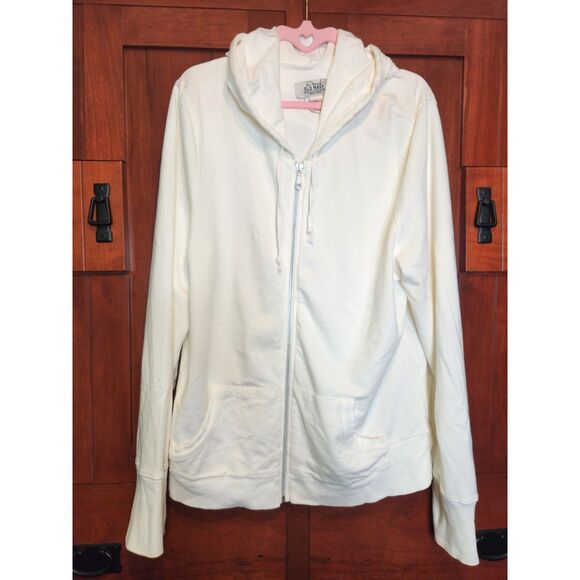 Old Navy Tops - Old Navy White Hoodie Zippered Women's Size XXL